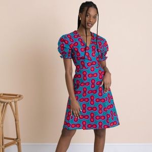 Happiness mini wrap dress in turquoise cells Mayamiko